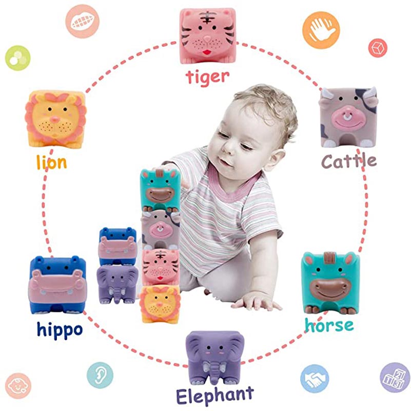 Baby Sensory Toys Molar Silicone Building Blocks Silicone Soft Ball Toys Kids Rubber Bath Cubes Baby Toys
